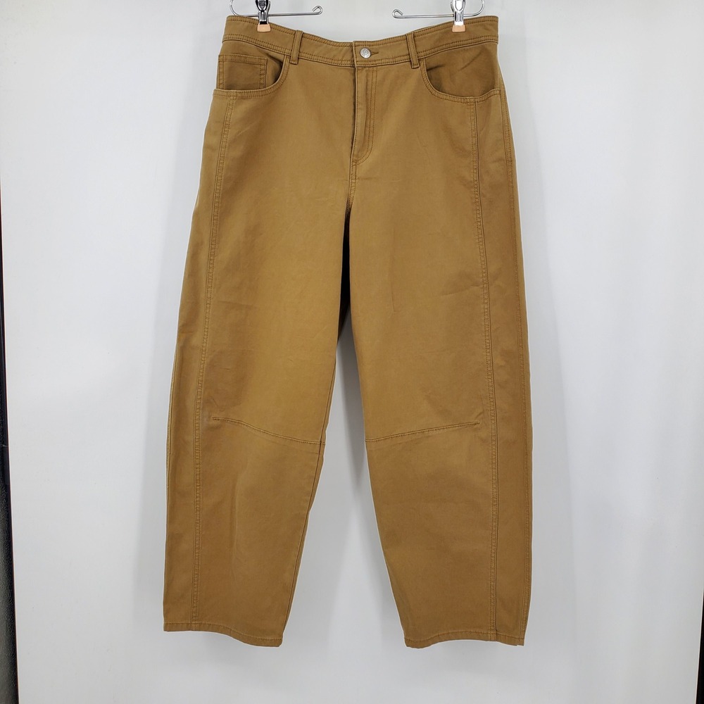 Loft Barrel Leg Pants Camel Tan Utility High Rise 31/12 NWT Neutral Gorpcore